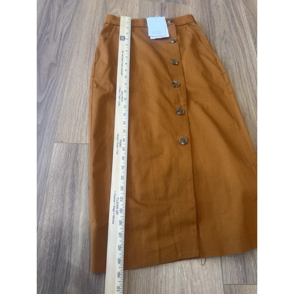& OTHER STORIES Paris Atelier Women's Brown Button-Up Straight Midi‎ Skirt SZ 4